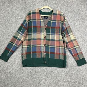 Abercrombie & Fitch Knit Cardigan Sweater Mens S Oversized Plaid Preppy Academia